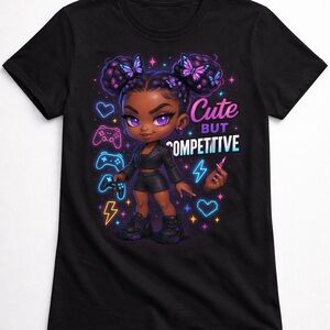 Cute But Competitive Graphic Tee - Black